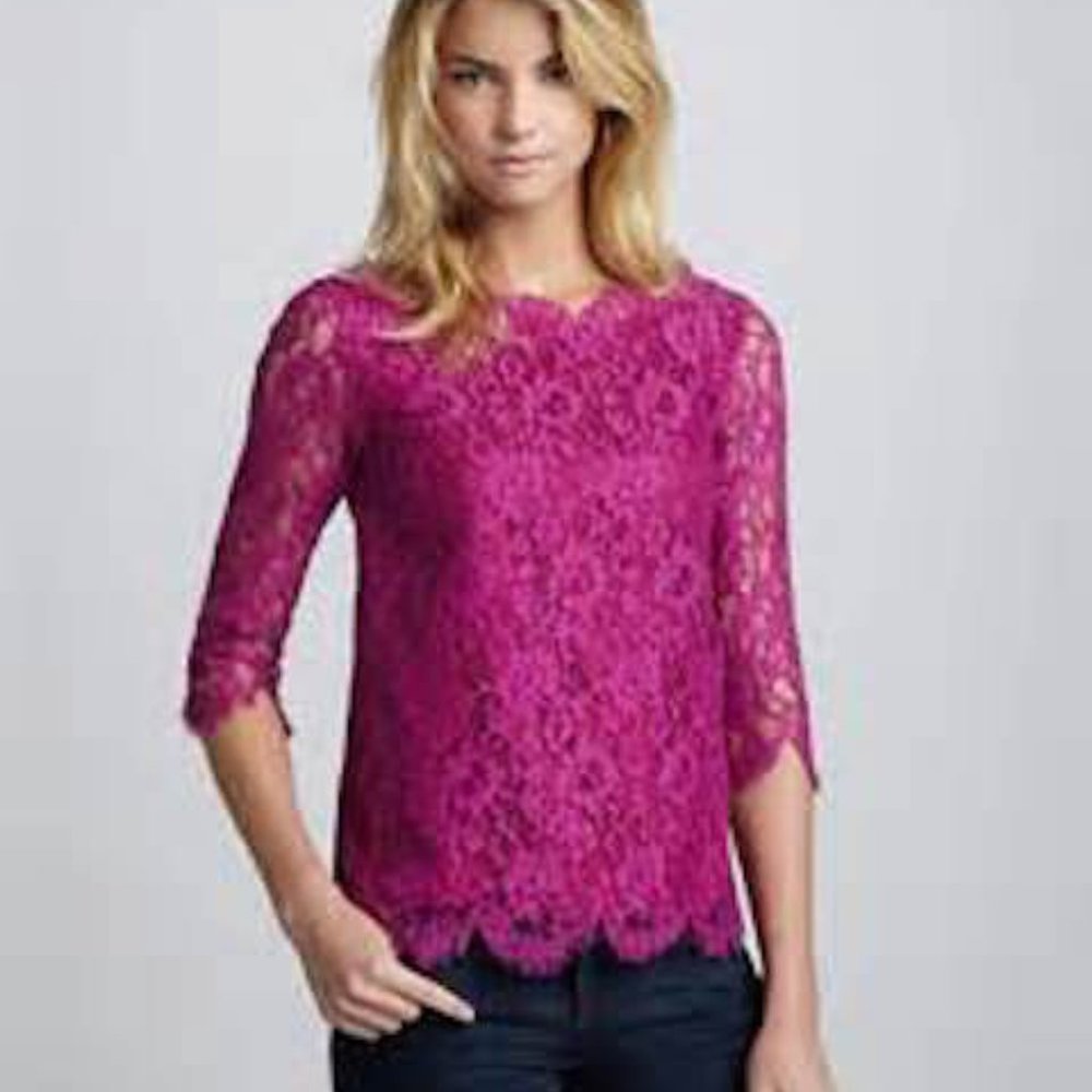 MADISON MARCUS LACE pink 3/4 sleeve dress TOP S party